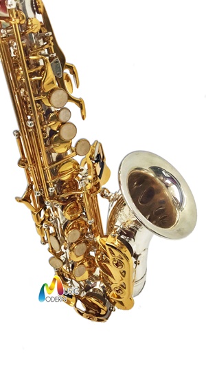 Overtone Soprano Curve Saxophone รุ่น silver plate & gold key OSSC-501โซปราโนเคิบแซกโซโฟน ยี่ห้อ โอเว่อร์โทน รุ่น silver plate & gold key OSSC-501